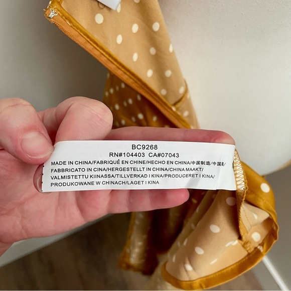 Anthropologie J.O.A Just One Answer Josie Polka Dot Slip Dress Gold Size Large - Picture 11 of 12